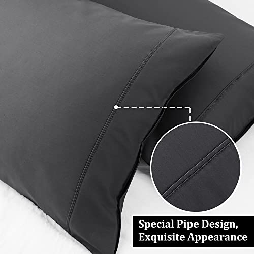 PiccoCasa Pillowcases 2 Pack Cotton Pillow Cases with Zipper Closure Soft & Comfortable Pillow Cases 50x75cm Dark Grey - Image 3