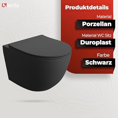 GEBERIT Duofix Basic Vorwandelement + Wand Tiefspül WC Sinto Schwarz Spülrandlos + WC Sitz + Bedienplatte Delta 25 Verchromt Knopf Komplettset Unterputz Spülkasten Toilette Komplett Sett WC – Bild 7