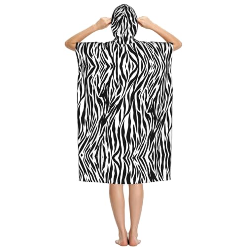 Poncho à capuche imprimé zèbre en microfibre compact et ultra absorbant - 3