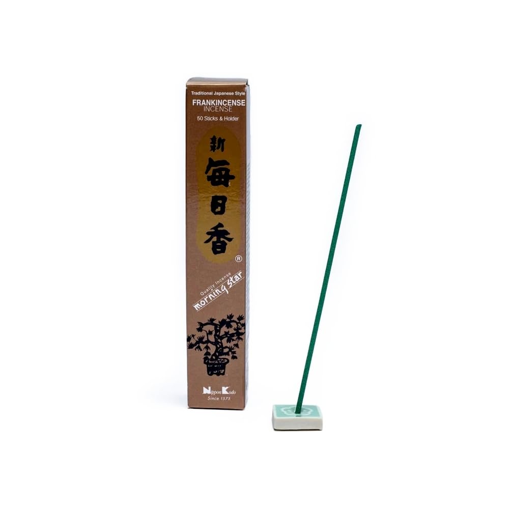 Morning Star Japanese Incense Frankincense Incense Sticks & Holder 20g (50 Short Sticks)