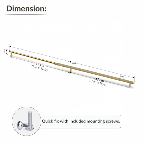 Image of Plantex Stainless Steel & Aluminium Cabinet Handle /900mm Wardrobe Handle for Home /Cupboard Door Pull-Push Handles for Hotel /Office - Pack of 1 (DTC-3960, Brass Antique & Gold)