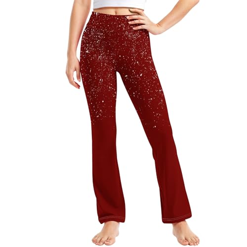 Toddler Girls Basic Plain Yoga Pants Teens High Waisted Straight Leg Comfort Activewear Leggings for Kids 2-13 Years