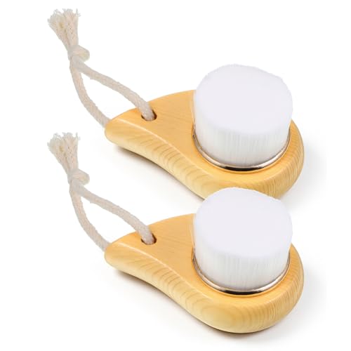 2pcs Soft Bristle Face Cleansing Brush Manual Face Brush for Deep Pore Cleaning Faces Scrubber Exfoliation Lymphatic Drainage Makeup Care and Skin Care with Soft Bristles Ergonomic Handle