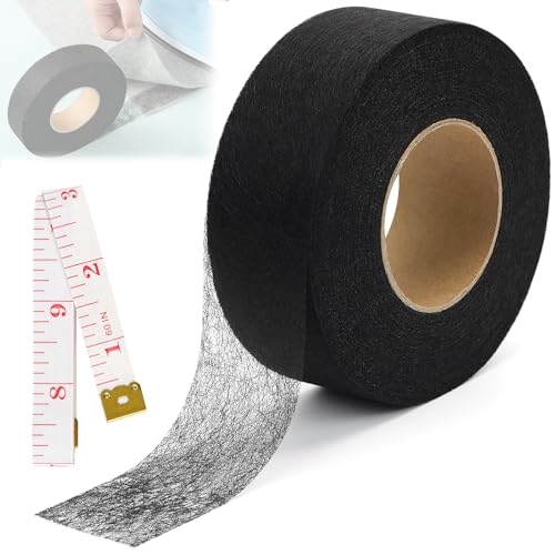 LPZMPZ 64M x 4CM Saumband zum Aufbügeln Waschfest, Bügelband für Vorhänge zum Kürzen, Nahtband zum Aufbügeln, Gardinen Kürzen ohne Nähen, Hemming Tape für Textilien, Hosen, Gardinen (Schwarz)