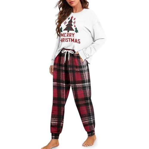 Image of Women's 2 Piece Printed Pajama Set Long Sleeve Sleepwear Set with Long Pants Casual Lounge Sets with Pocket