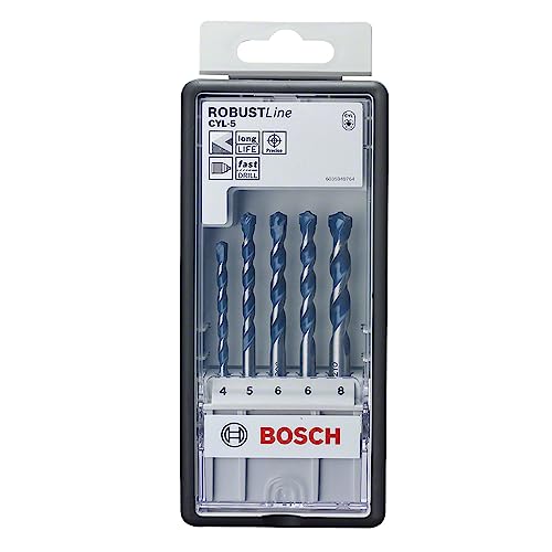 Bosch Professional Set Robust Line con 5 brocas CYL-5 para hormigón y granito (Ø 4-8 mm...