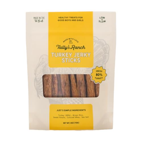 Tallys Ranch Turkey Jerky Dog Treats 80% Turkey No Added Sugar 4 oz