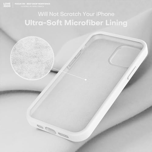 Image of LOVE 3000 Compatible with iPhone 12 Pro Max Phone Case | Thickening Liquid Silicone | Anti-Scratch Microfiber Lining | Full-Body Duty Heavy Protection Case for iPhone 12 Pro Max Women Girls, White
