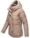 MARIKOO Damen Winterjacke (XS-3XL) - 5 Taschen, große Kapuze, Schlaufen auf der Innenseite, leichte Steppjacke, Warme Jacke Frauen - N019 (L, Taupe-Grey)