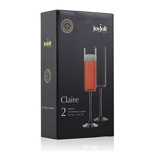 Joyjolt JC102123 Champagne Flutes – Claire Collection Crystal Champagne Glasses Set Of 2 thumb #5