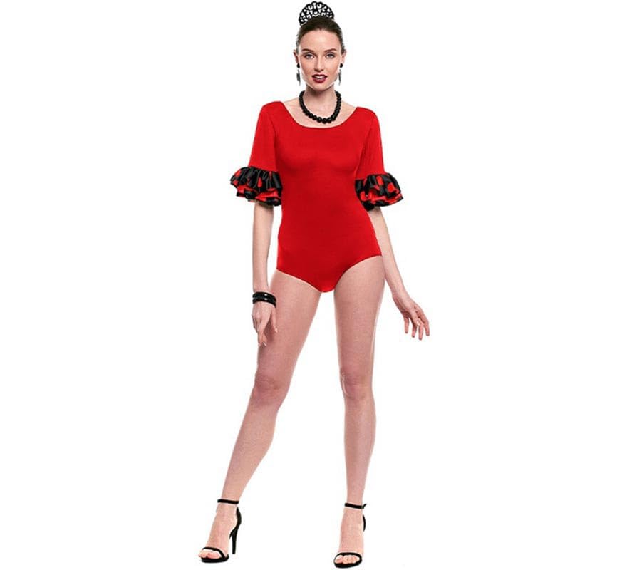 ZZ DISFRAZZES | Body o maillot Sevillana con Volante Lunar rojo para mujer (Talla XL)