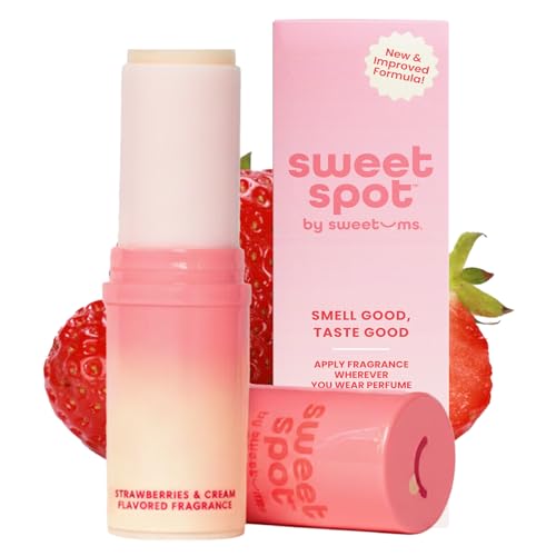 SweetSpot Flavored Solid Perfume Stick Portable Travel Perfumes for Women Long Lasting Fragrances Non Sticky Formula Natural Ingredients Fragrance Stick (Strawberries & Cream)