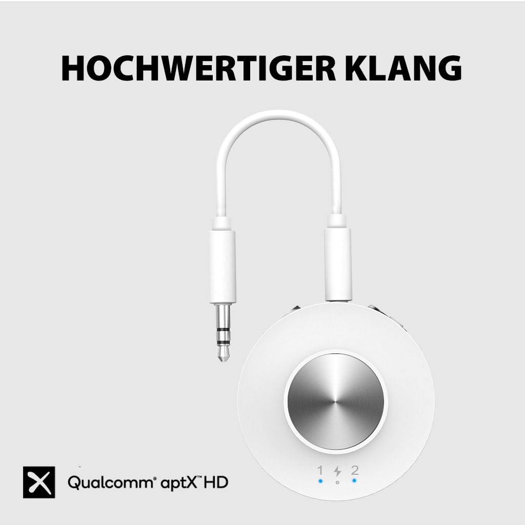 Avantree SoundJet R2 – Bluetooth 5.3-Adapter für Flugzeug und PC, unterstützt Airpods (Pro) und Bluetooth-Kopfhörer, aptX Adaptive & Low Latency, kabelloser Audiosender für den Flug
