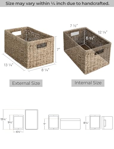 Storageworks SEAGRASS Baskets For Organizing, Wicker Baskets With Built-In Handles, Storage Basket, Seagrass Baskets thumb #1