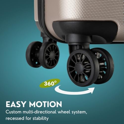 Skyway Epic 2.0 Hardside Lightweight and Durable ABS Shell Luggage, Spacious with 4-Wheel Spinners, Comfort Grip with Telescoping Handle, Men and Women, Bone, 2-Piece Set (20,28)3