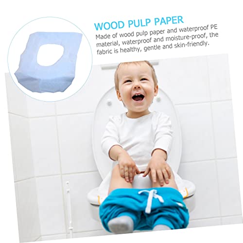 Fundas desechables para inodoro PRETYZOOM de papel, cojín protector para parques de diversiones 3