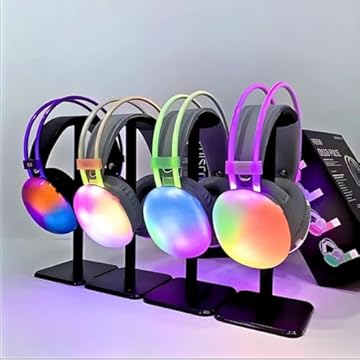 HEADSET NEON GAMER PG580 TJOTAMIX - Headset Neon Pg580 Fone De Ouvido com Luzes Led v5.3 Disco Pulse Sem Fio Bluetooth Microfone Embutido (Rosa)