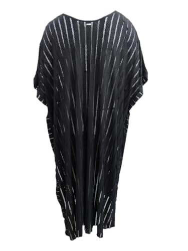 Calvin Klein Women's Striped Maxi Caftan Cover-Up (Black, One Size)2