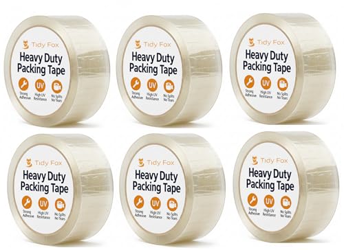 Image of Tidy Fox Cello Tape / 2 Inch x 65 mtr /Pack of 6 / Strong Transparent Packing Tape for Cartons, Shipping & E-Commerce Packaging