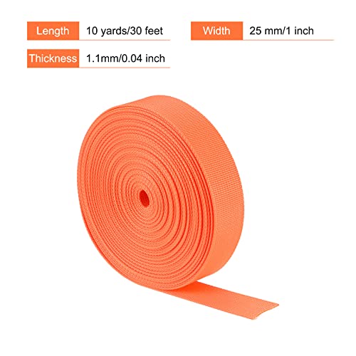 Image of MECCANIXITY Flat Nylon Webbing Strap 1 Inch 10 Yards Neon Orange for Backpack, Luggage-rack