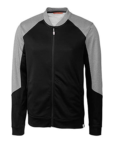 Image of CBUK Men's Pop Fly Colorblock Heathered Fleece Full Zip Bomber Jacket