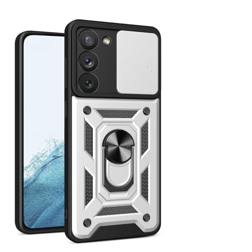 UPLAI Funda para Nokia G21 4G, Ultra Delgado Antigolpes Armadura Carcasa con Deslizar Cámara Cover y Soporte Anillo Magnética, PC+TPU Duradero Estuche Caso.Plateado