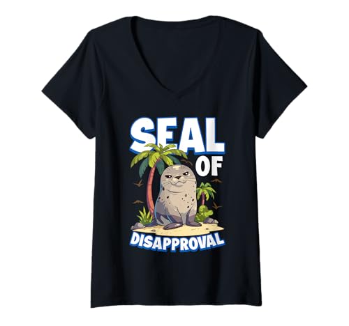 Mujer Sello de desaprobación Funny Animal Puns Seal Camiseta Cuello V