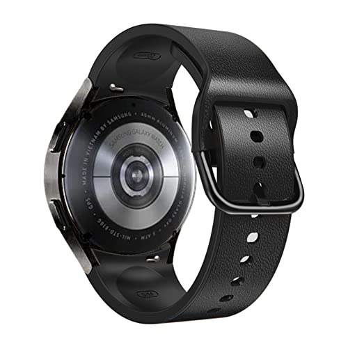 20mm Silicone+Leather Smart Straps for Samsung Galaxy Watch 4 Classic 46 42mm/Watch4 44mm 40mm Band No Gaps Wristbands Bracelet (Color : Black, Size : Watch4 Classic 46mm)