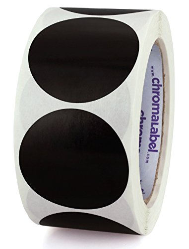 Chromalabel 2 Inch Round Label Permanent Color Code Dot Stickers, 500 Labels Per Roll, Black #TOP30