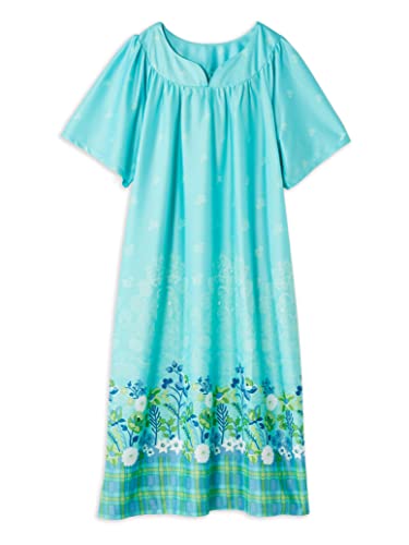Image of AmeriMark Casual Women's Patio Muumuu House Dress Loose Comfortable Short Sleeve Sun Dress Lounger Gown Sleepwear for Ladies
