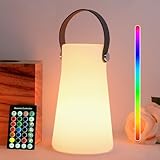 OMTLED Portable Night Light LED Outdoor Camping Lantern Rechargeable Table Night Lamp Dimmable Waterproof Table Light with Remote Control for Bedroom Garden Camping Dining (M)