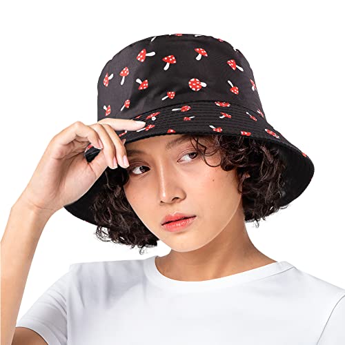 Unisex Sun Hats, Bucket Hat Mushroom Hat Beach Fisherman Hats For Women Men, Reversible Double-Side-Wear #TOP4