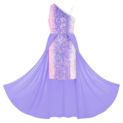 Purple Sequin Dress Black Ruffle A-Line Prom Party Dance Gown Dresses Size 10-12