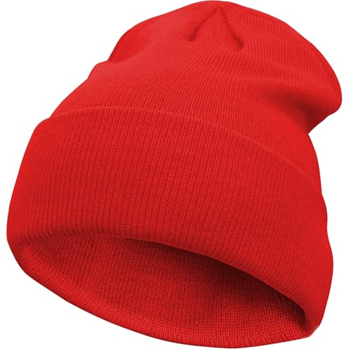 VIAUMBR Gorro de invierno para hombre y mujer, gorro de punto, gorro de invierno, gorro deportivo, gorro de punto, térmico, suave, transpirable, clásico, unisex, V048, rojo, 48 Rojo, 48-60