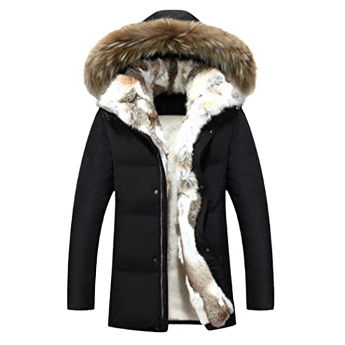 Doudoune chaude et imperméable Haitpant noire en taille S avec col en fourrure pour homme et femme