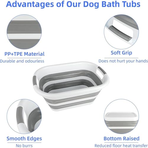 SHJOEE Zusammenklappbar Hundebadewanne Tragbar Haustier Badewanne 40L Faltbar Wäschewanne Multifunktionale Aufbewahrungsbehälter Platzsparend Organizer Indoor Outdoor Kleine Hunde Katzen Wasserbecken