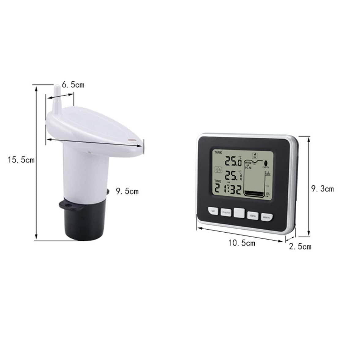 Liquid Level Indicator Water Tank Level Indicator Liquid Level Meter with Temperature Display for Oil Tank Rainwater Tanks (No Battery)