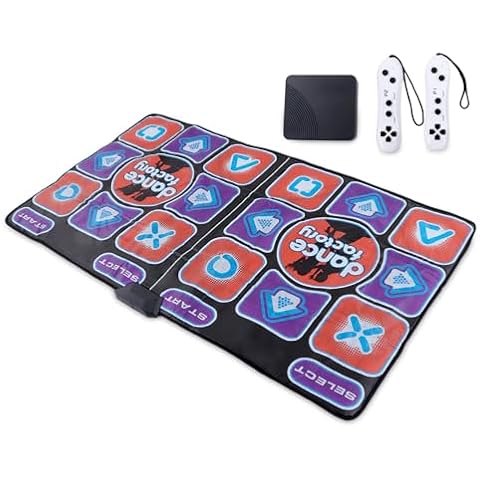 Fuerdich Dance Mat for Living Room, Light up Dance Mat with Av Cable Folding Living Room Early Learning Electronic Dance Mat HD Tv Cable One Hand Dance 63 Games Dance Mat for Adults (63x36.2inch) Cover