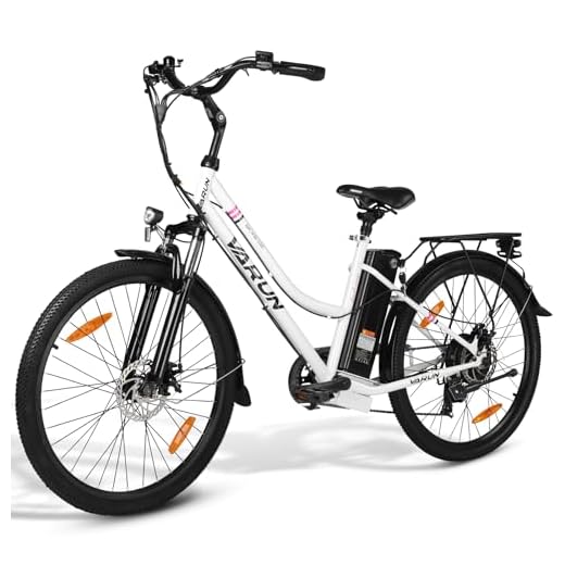 VARUN E-Bike Damen und Herren 26 Zoll mit 250W Motor 36V 10,4Ah Abnehmbare Lithiumbatterie für Erwachsene City Pendler Elektrofahrrad mit Shimano 7-Gang-Getriebe