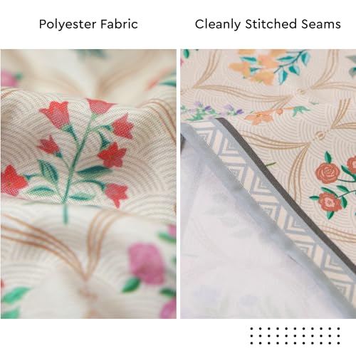 Image of Encasa XO Dining Table Cover Cloth for 6 to 8 Seater | 140x240 cm Rectangular Table Cloth | Water Repellent Polyester Tablecloth for Indoor & Outdoor Use - French Beige Digital Print