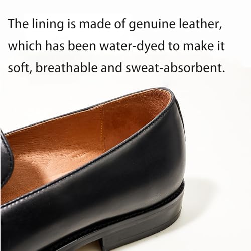 Men's Slip-on Street Buckle Dress Shoes, Formal Business Comfortable Flat Fashion Loafers, Flat Men's Genuine Leather Trendy Dress Shoes3