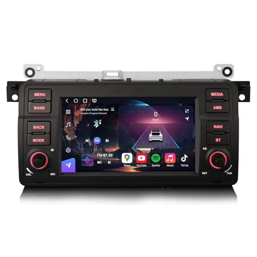 Erisin 7' Pantalla IPS Qualcomm 8-núcleo 8GB+128GB Android 14 Radio Coche Navegador GPS para BMW Serie 3 E46 318 320 M3 MG ZT Rover 75 Bluetooth 5.1 CarPlay Android Auto DSP WiFi 4G Dab+ RDS Canbus