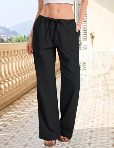 Women Casual High Waisted Palazzo Pants Wide Leg Long Lounge Trendy Trousers Y2K Printed Loose Fit Pants with Pocket