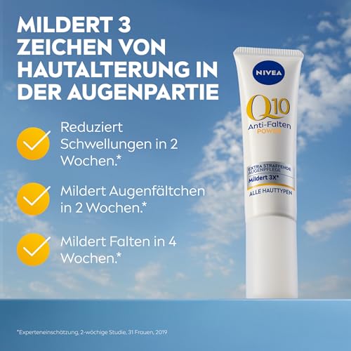 NIVEA Q10 Anti-Falten POWER Extra Straffende Augenpflege, Augencreme mildert Falten & Schwellungen, straffende Feuchtigkeitscreme mit Q10… – Ansicht 2