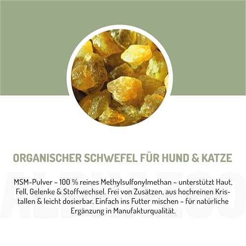 alphazoo MSM Pulver 250g für Hunde – organischer Schwefel 99,9% rein – Ergänzungsfuttermittel für...