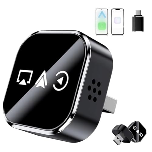 Wireless Carplay Mirror Link Adapter, 2026 Upgrade 3 in 1 Screen Mirror Ios Phone, Wired to Wireless Carplay Adapter with 2.4/5ghz Wifi and Bluetooth 5.0 for Wired Carplay, Airplay(For iPhone)