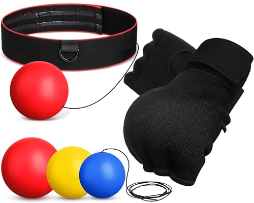 Boxing Reflex Balls Set 3 Different Balls Adjustable Headband Box...
