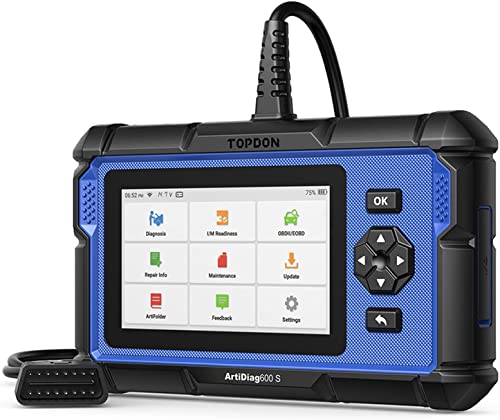 TOPDON ArtiDiag600S OBD2 Code Reader, Car Diagnostic Tool For 4 Systems Engine/ABS/Airbag/AT, 8 Reset Functions on Oil/Brake/SAS/BMS/ABS/DPF/TPMS/Throttle, Full OBD2 Functions, Lifetime Free Update