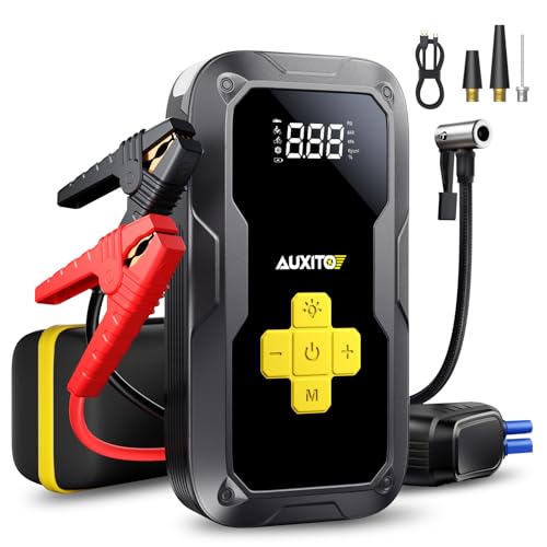 Image of Jump Starter with Air Compressor, AUXITO 6000A Portable Car Jumper, 150PSI Digital Tire Inflator, 12V Jump Box for All Gas /8L Diesel Engine, Power Bank with Type-C Quick Charger, 400LM Emergency Light