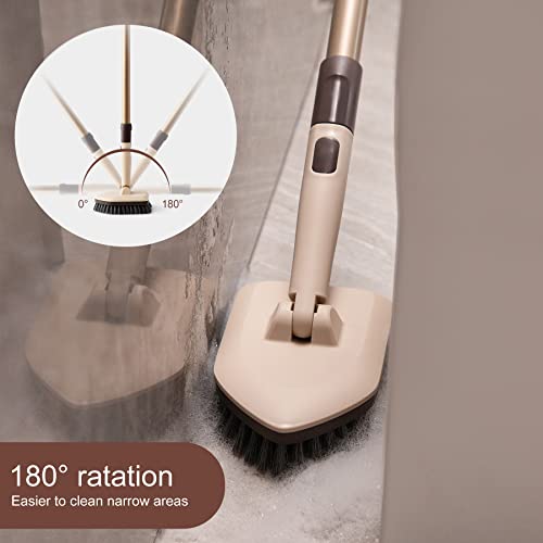 Eyliden Tub And Tile Scrubber Brush, 2 In 1 Floor Scrub Brush With Long Handle - 2 Scouring Pads & 1 Stiff Bristles Brush Head Cleaner Brushes, No Scratch Shower Brushes For Bath Kitchen Sink Toilet #TOP2